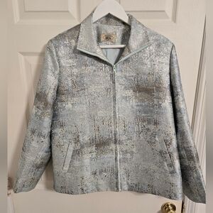 McCulley's Highlands Elegant Blue And Silver Women's Jacket Zip Front Size XL